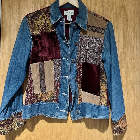 J. Jill Jackets & Blazers - J Jill Jean Jacket Velvet Patchwork XSP Lined